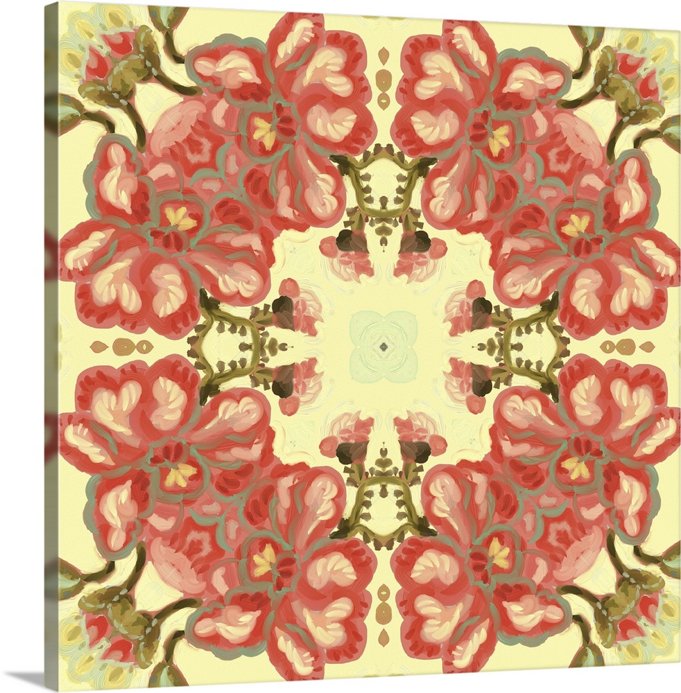 Contemporary floral pattern, using bright vivid colors.