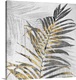 image thumbnail of A square artistic image of a gold and gray fern leaves with a fade leaf in the background with white scratches on top.