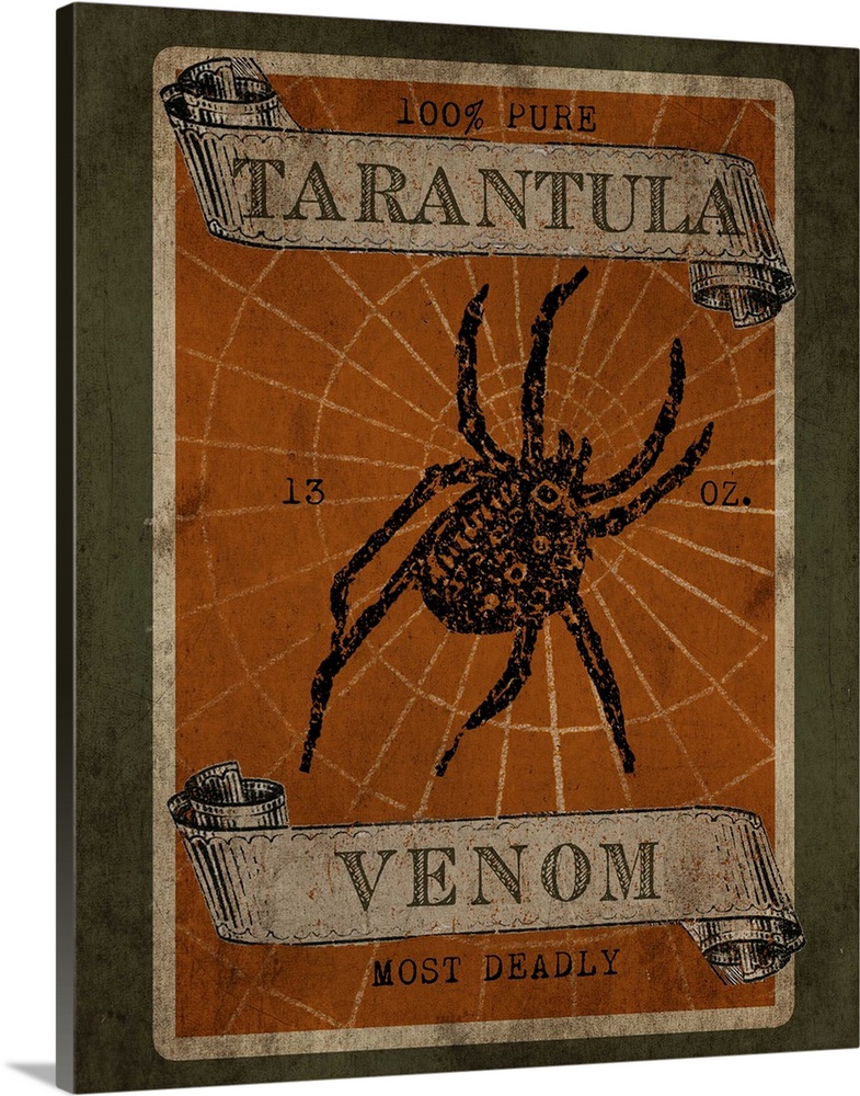 Halloween-themed label for the ingredient Tarantula Venom.