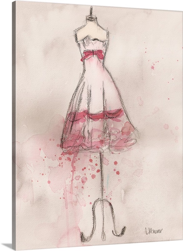 White and Pink Party Dress | Large Metal Print Wall Art | Great Big Canvas