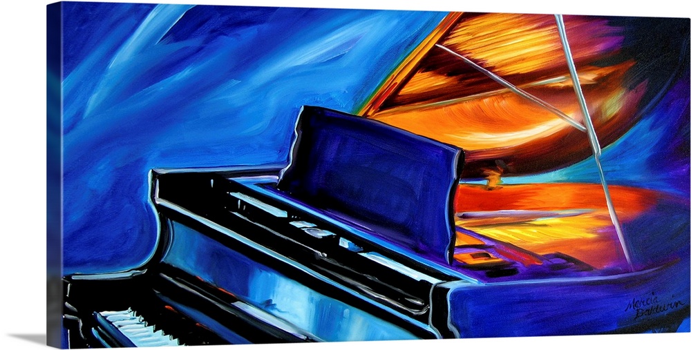 This painting is of the grand piano, in bold striking color and exciting brush stokes.