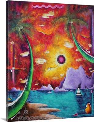 A World Awaits - Tropical Palm Tree Sunset