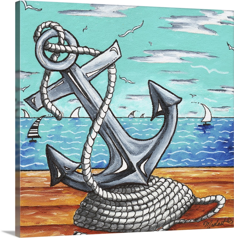 Anchors Away - Contemporary Nautical Anchor Art Wall Art, Canvas