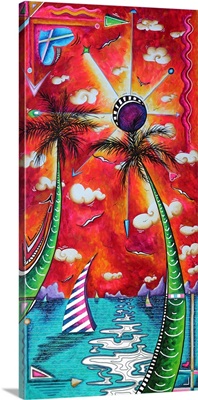Dreams Await - Abstract Tropical Palm Trees Nautical Sunset