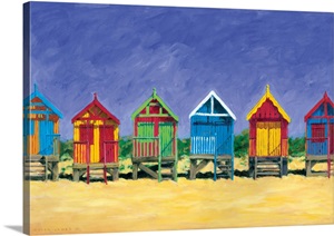 beach huts canvas prints