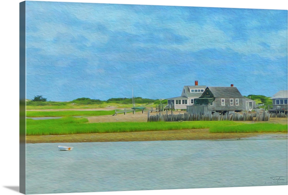 A house at the edge of the water in Cape Cod, Massachusetts.