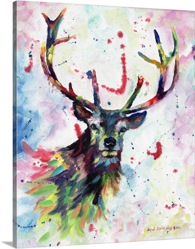 Abstract Stag in rainbow colors.