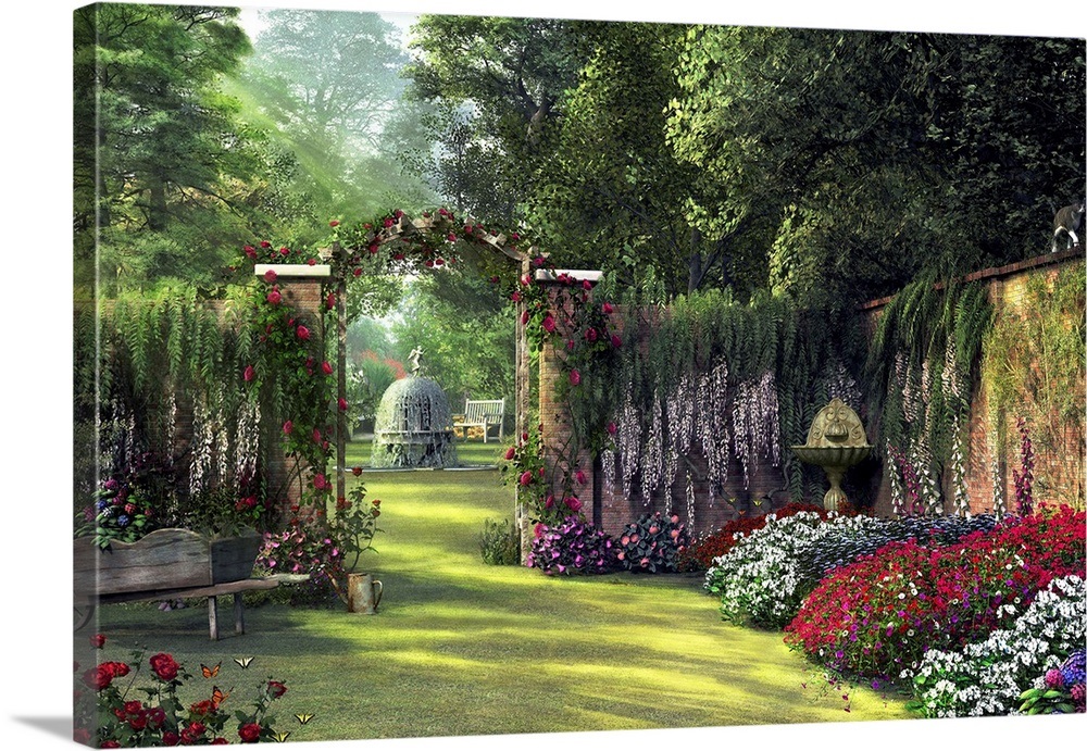 Floral Garden Wall Art, Canvas Prints, Framed Prints, Wall Peels