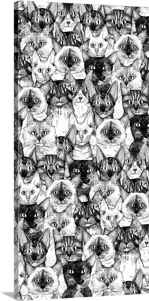 repeating pattern ~ ink drawn cats