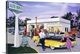 image thumbnail of This painting is a scene of retro Americana showing a teenage girl helping push her dateos 1956 Ford Convertible which has...