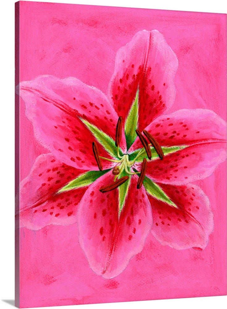 Contemporary artwork of a close-up of a pink flower.