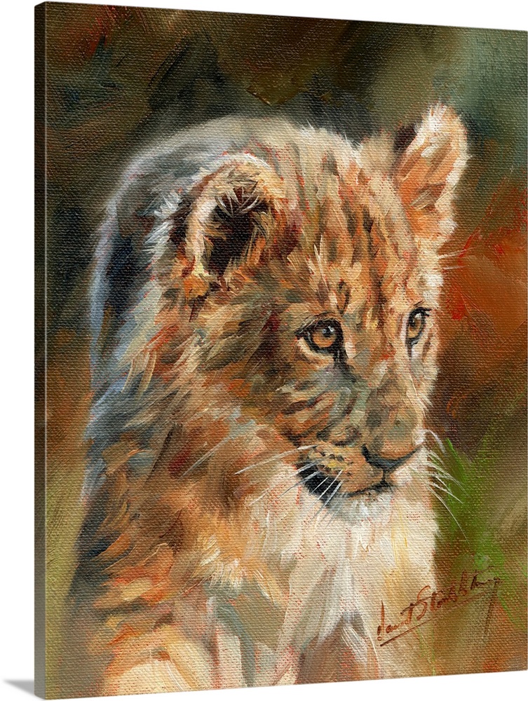 Contemporary painting of a lion cub.