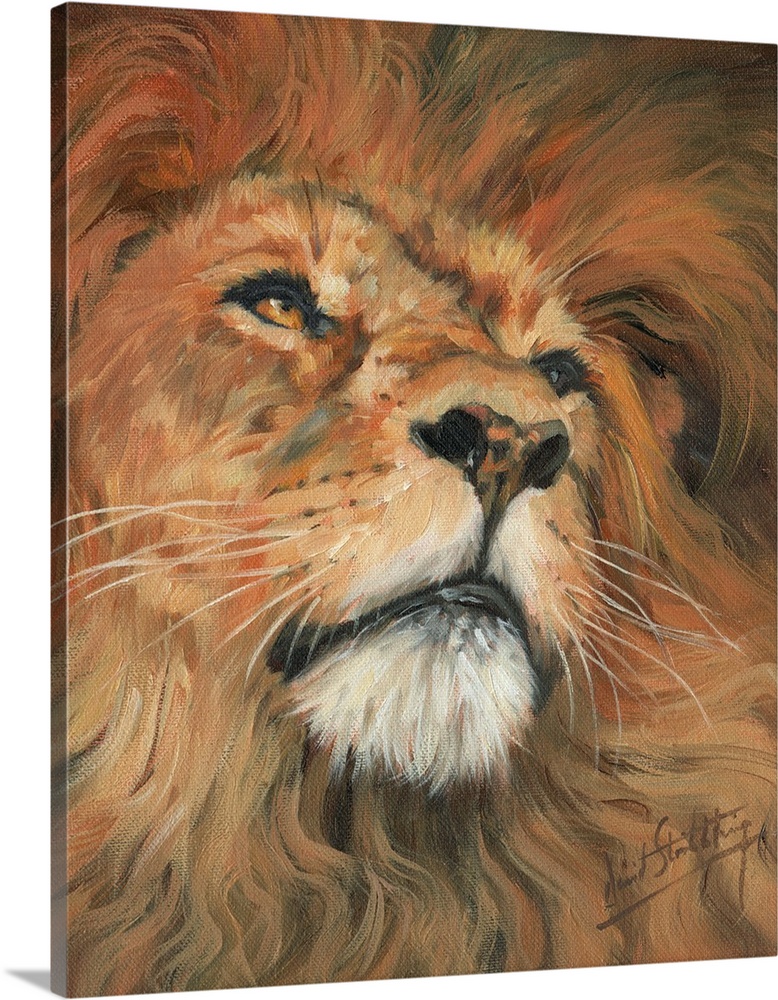 Contemporary painting of a male lion.