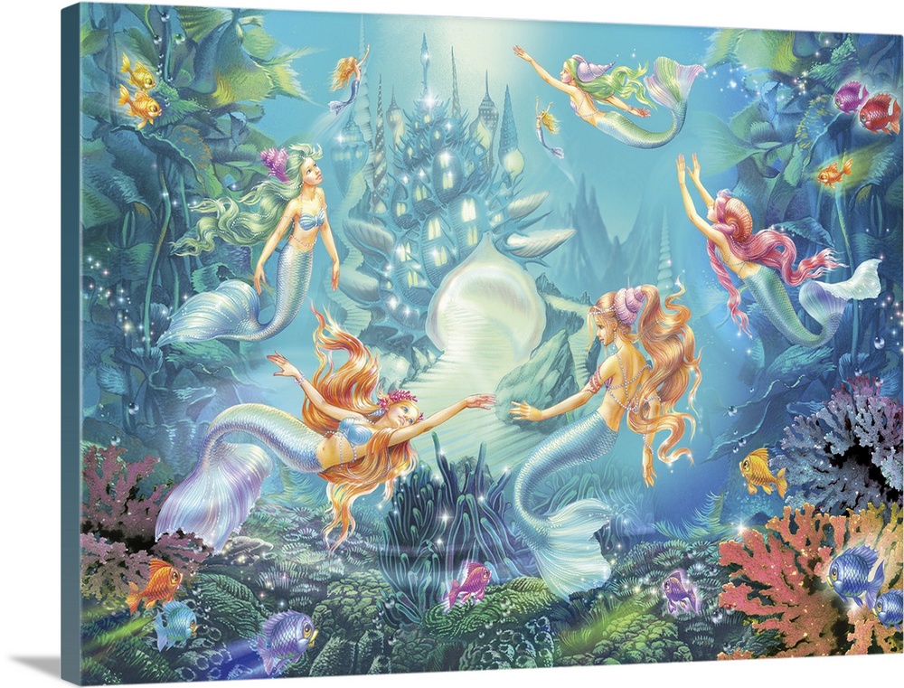 mermaids, underwater, fish, fantasy