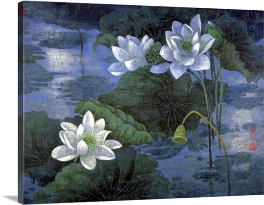 Moon Light Blue Wall Art, Canvas Prints, Framed Prints, Wall Peels