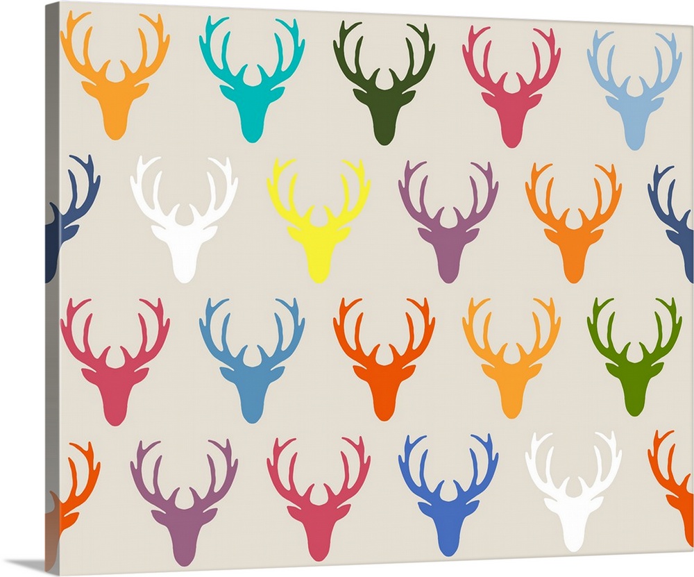 repeating pattern ~ deer heads in summer colours