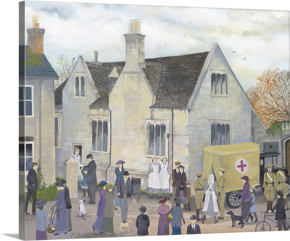 Oil on canvas. The Old Grammar School Bampton, Used as the Cottage Hospital in Downton Abbey.