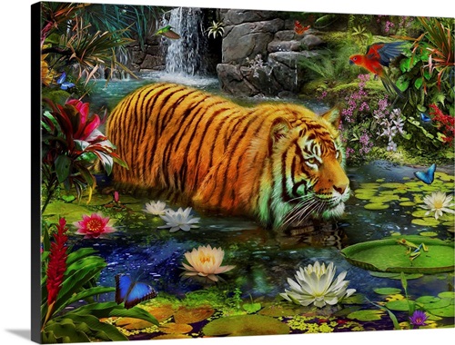 Tiger In Water Wall Art, Canvas Prints, Framed Prints, Wall Peels ...