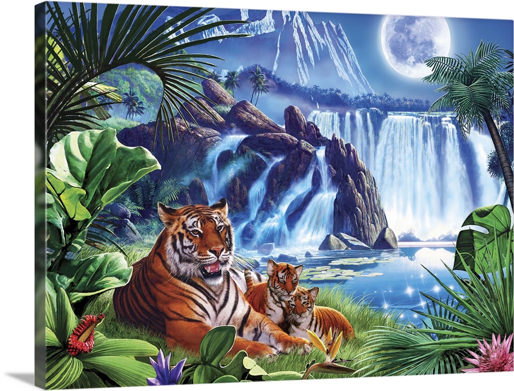 Tiger Moon Solid-Faced Canvas Print