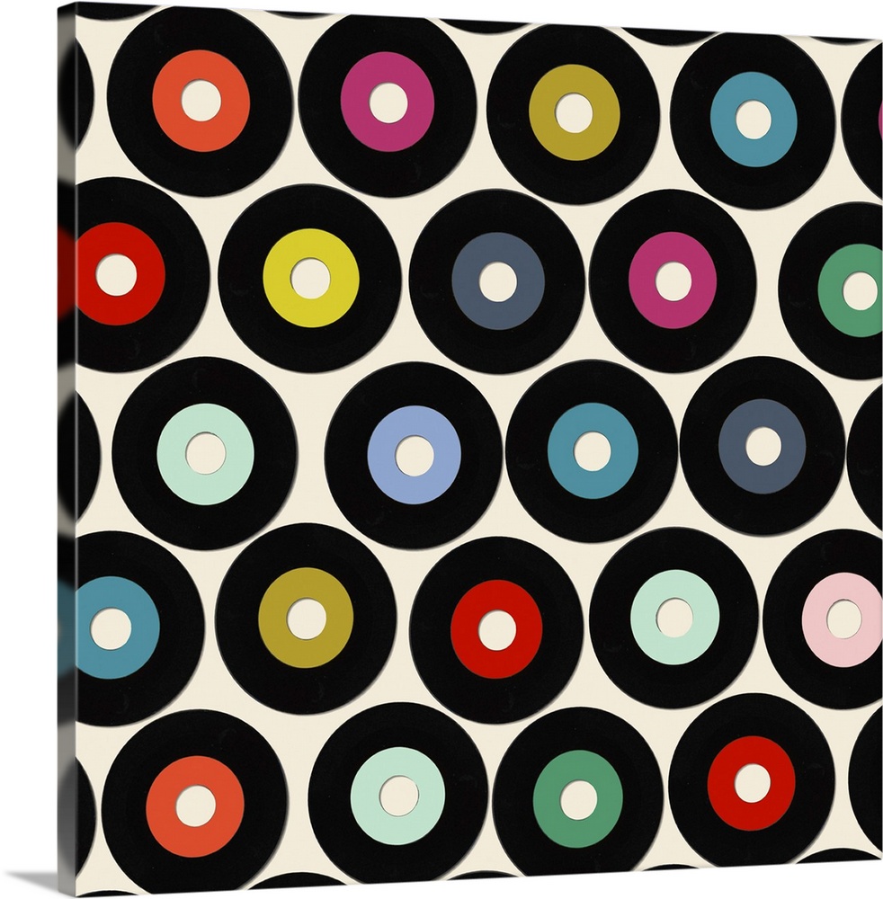 Retro vinyl record pattern on white.