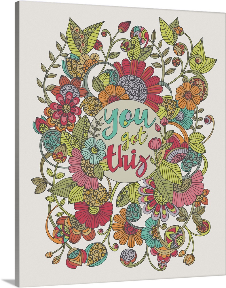 Illustration of intricately drawn flowers with the phrase "You Got This" written in the center.
