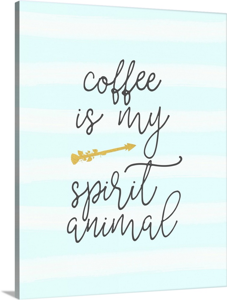 Handlettered humorous sentiment about coffee on a striped background.