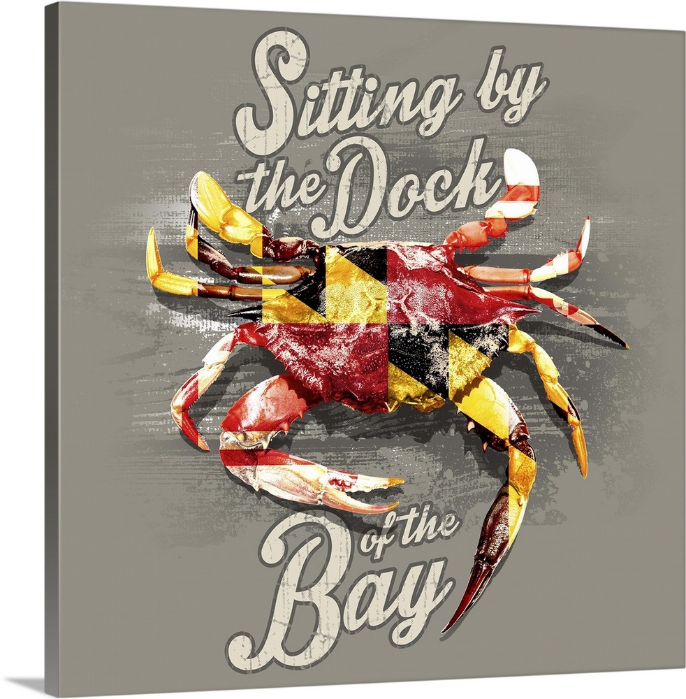 Dock of the Bay Crab Maryland Flag Wall Art, Canvas Prints, Framed