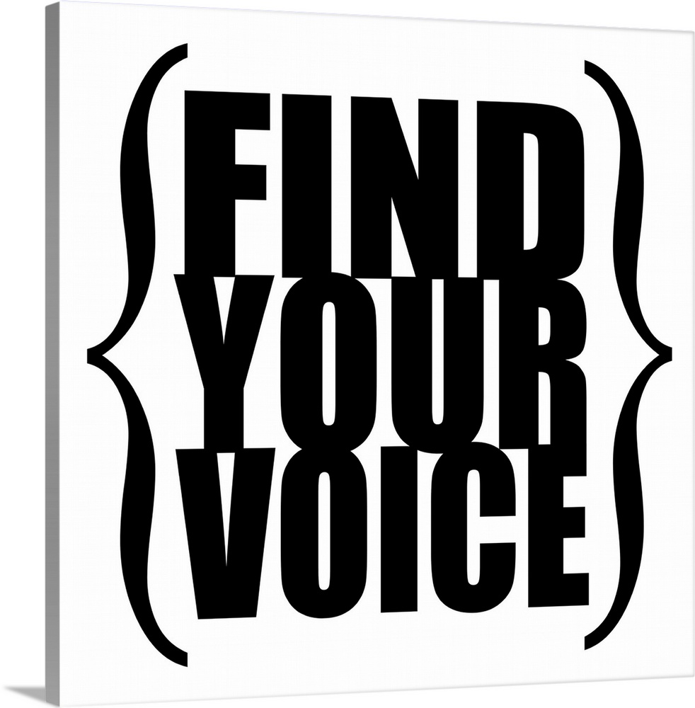Find Your Voice square, black on white