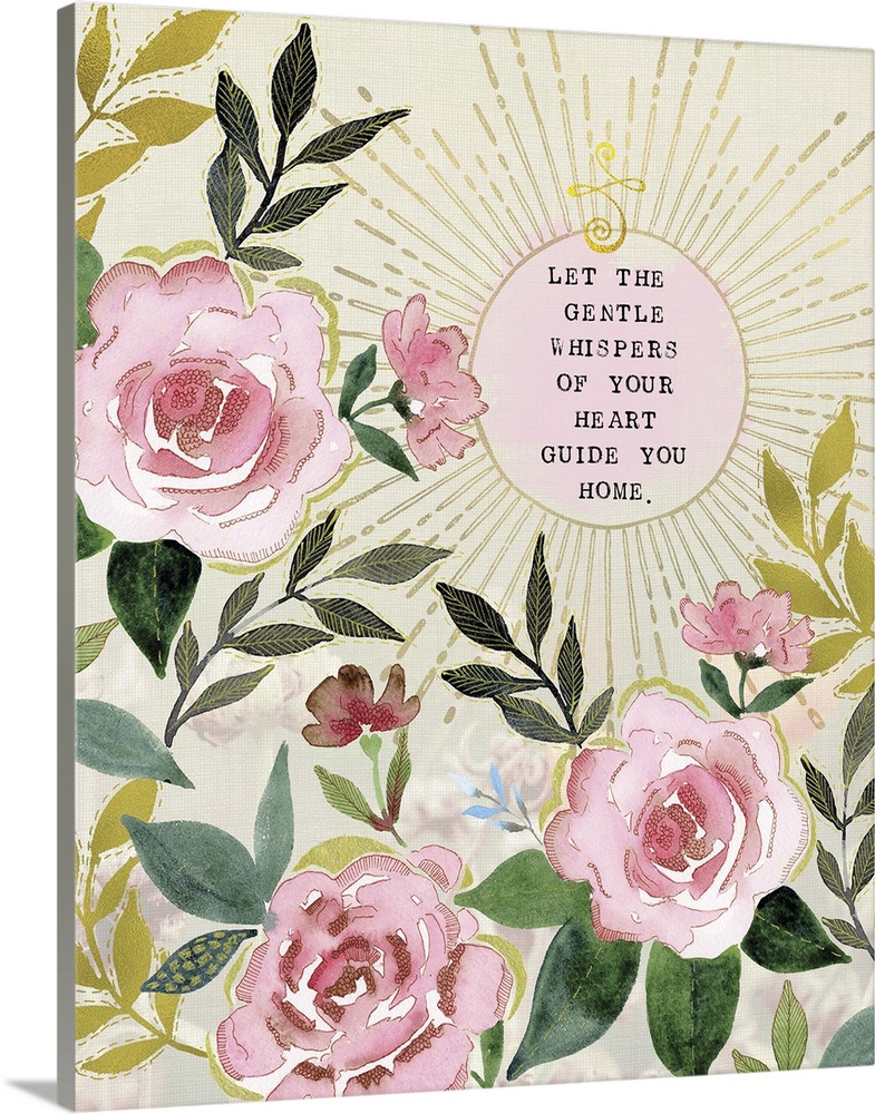 An inspirational message decorated with pink watercolor roses.
