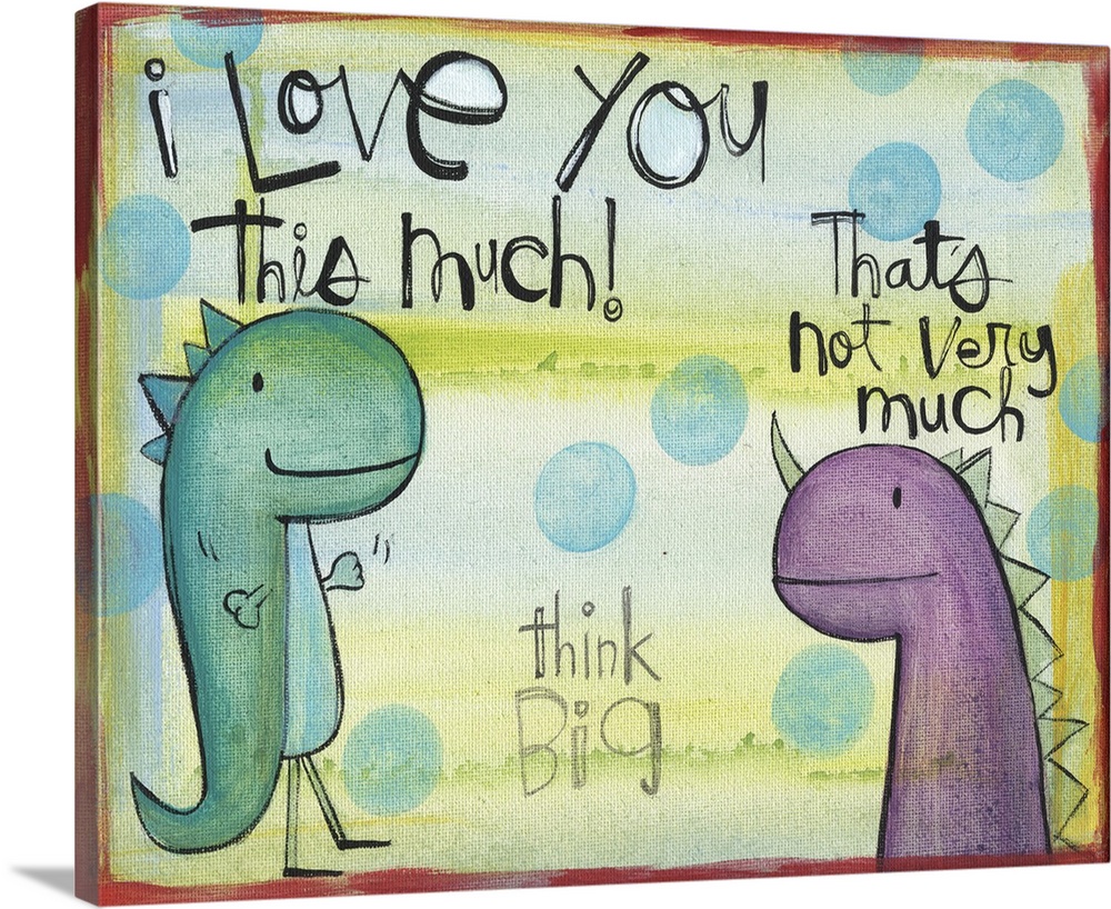 Cute illustration of two dinosaurs in love.