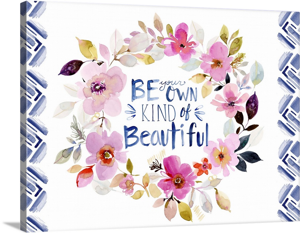 Contemporary watercolor artwork of a sentiment surrounded by bright flowers.