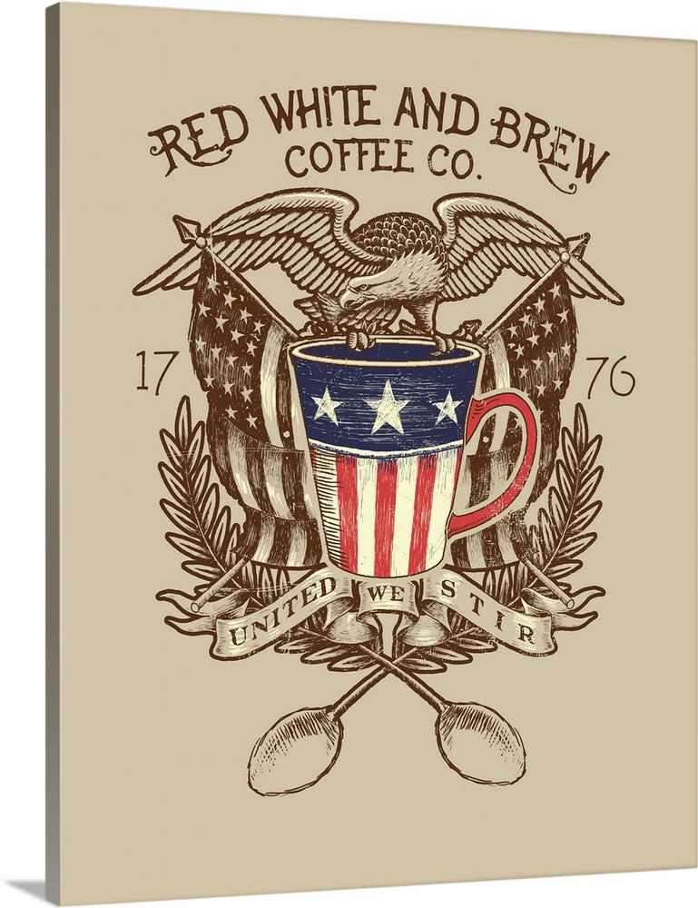 "Red, White and Brew Coffee Co.  United We Stir"
