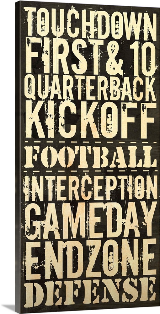 Touchdown Typography Art - Black and White