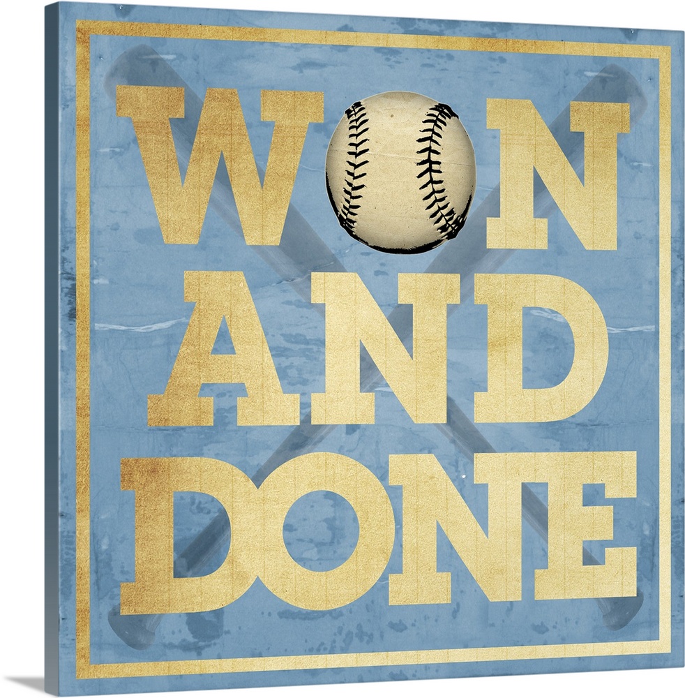 Won and Done Typography Art - Blue