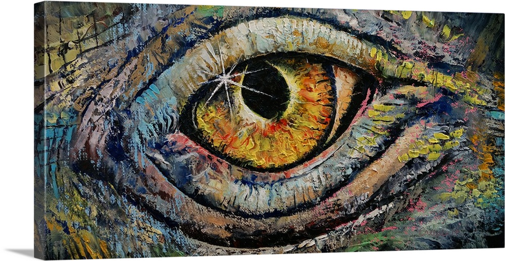 A contemporary painting of a close-up of a dragon's eye.