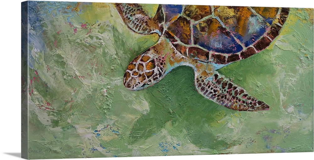 A contemporary painting of a sea turtle.