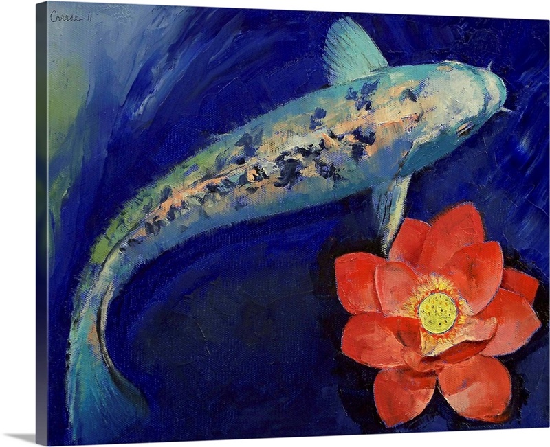 Art Factory Koi Fish Painting Canvas Strecher Canvas 36 inch x 24