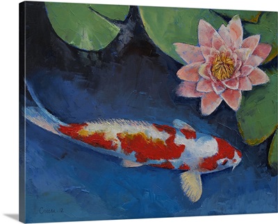 Koi and Pink Water Lily