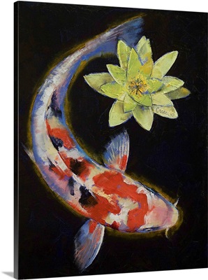 Koi with Yellow Water Lily