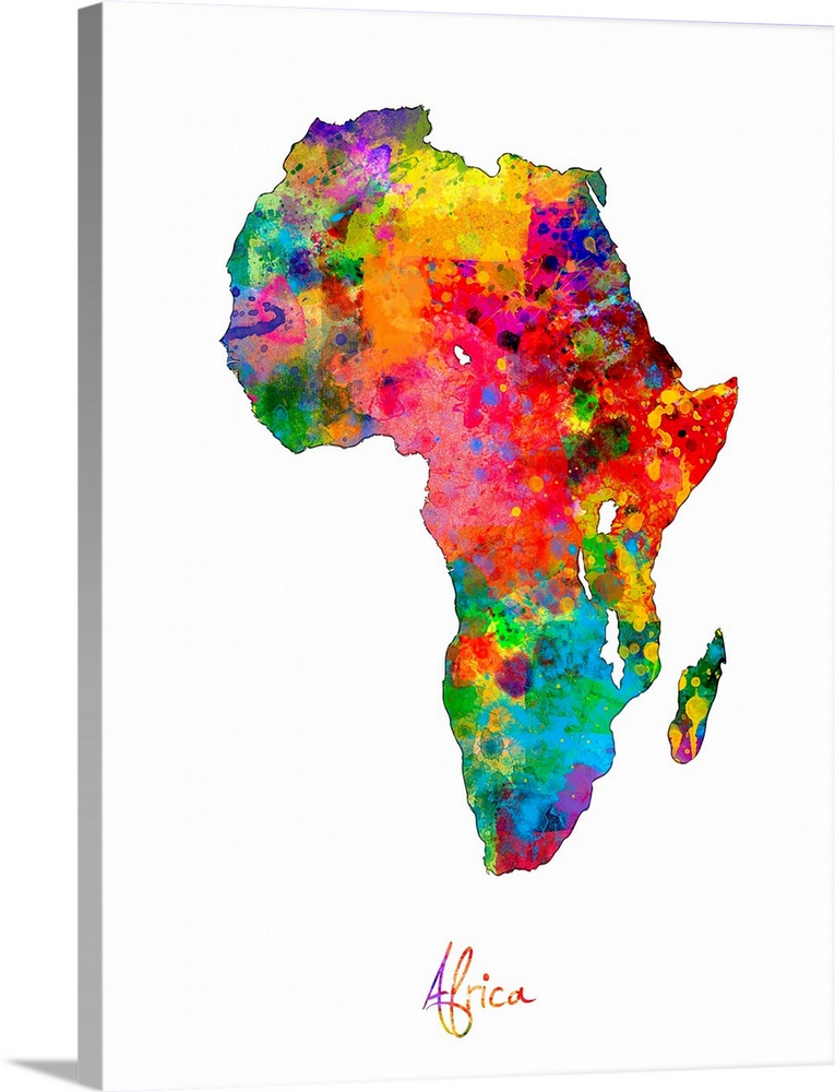 A watercolor map of Africa.