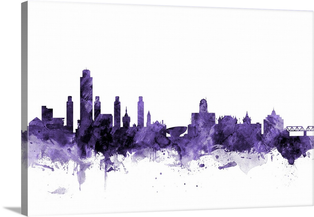 Watercolor art print of the skyline of Albany, New York, United States