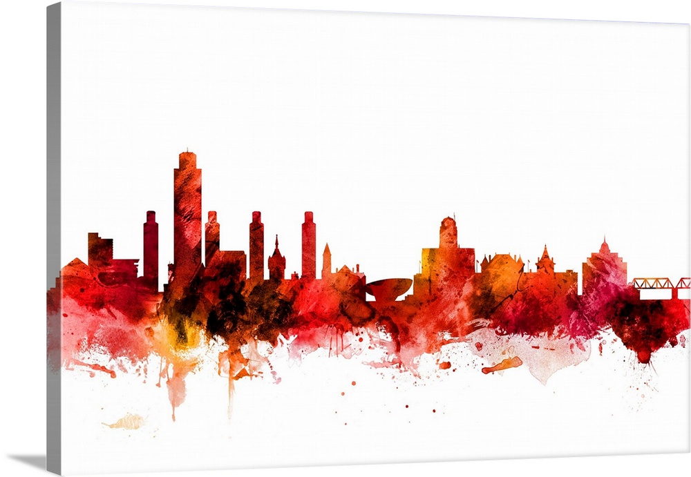 Watercolor art print of the skyline of Albany, New York, United States.