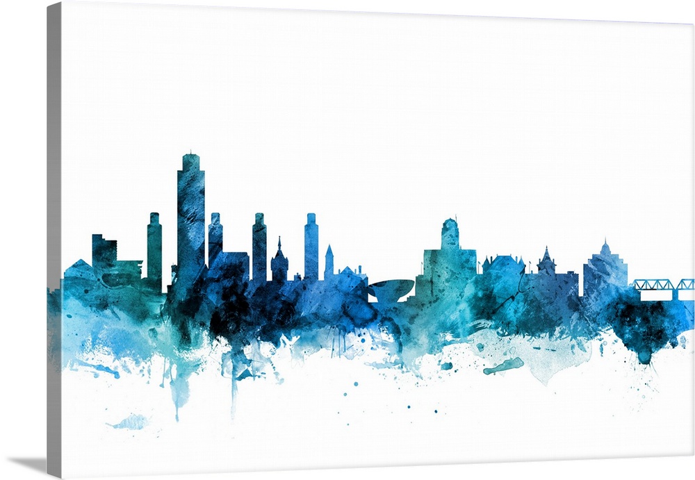 Watercolor art print of the skyline of Albany, New York, United States.