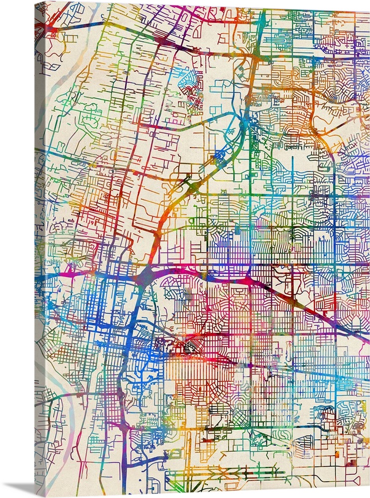 Contemporary colorful city street map of Albuquerque.