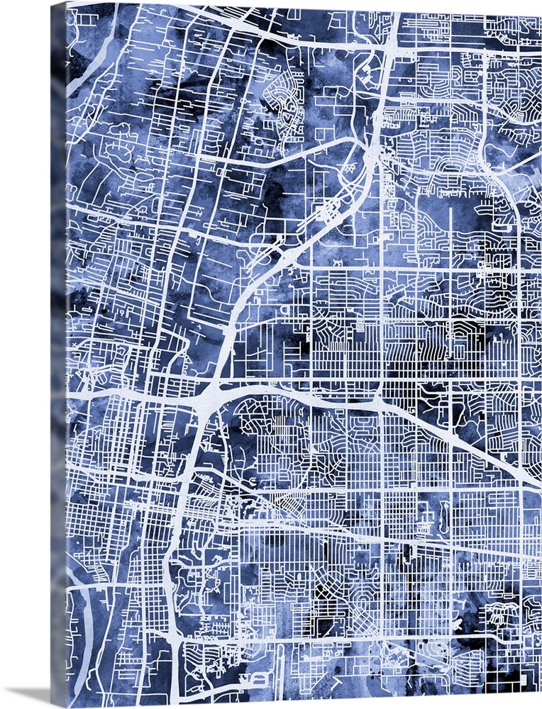 Contemporary watercolor city street map of Albuquerque.