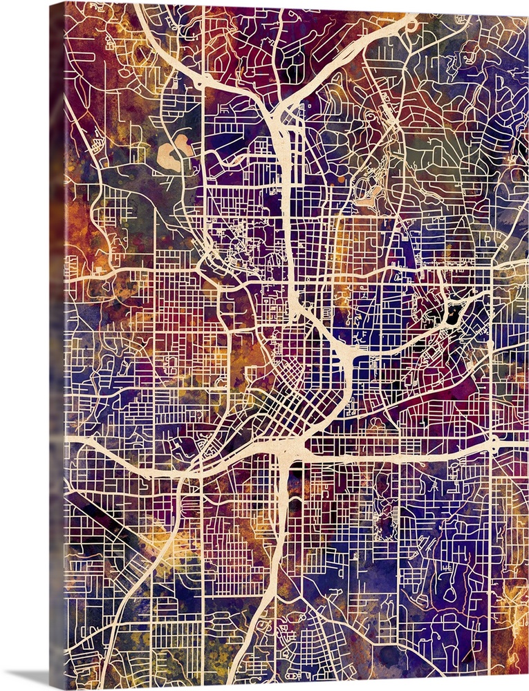 Contemporary colorful city street map of Atlanta.