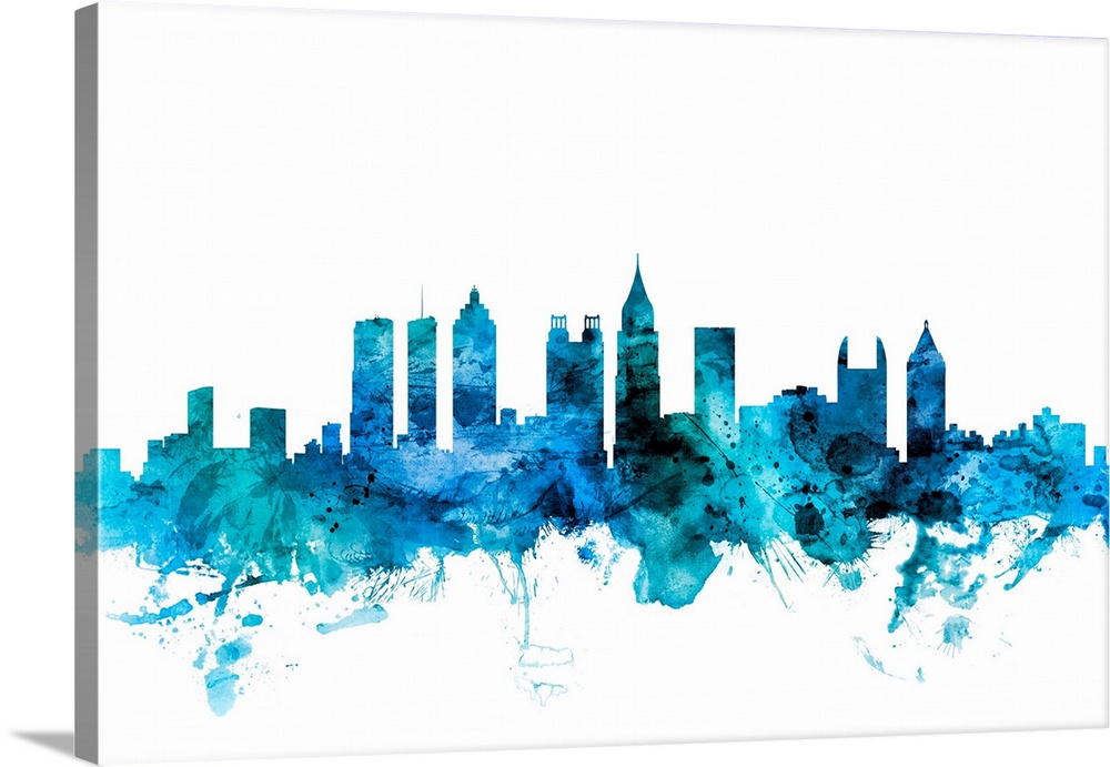 Watercolor art print of the skyline of Atlanta, Georgia, United States.