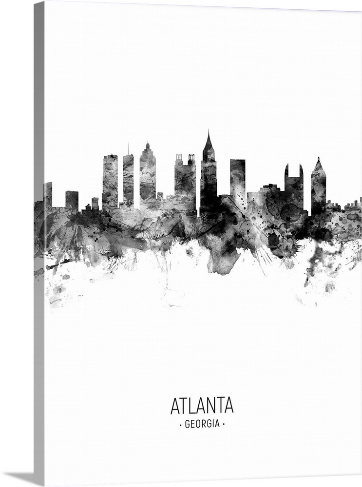 Watercolor art print of the skyline of Atlanta, Georgia, United States