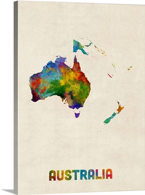 Australia Continent Watercolor Map