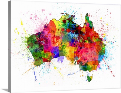 Australia Paint Splashes Map